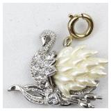 Nolan Miller Rhinestone Accented Swan silver tone Base Metal charm.