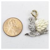 Nolan Miller Rhinestone Accented Swan silver tone Base Metal charm.