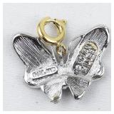 Nolan Miller Orange & White Rhinestone Accented Enameled Butterfly silver tone Base Metal charm.