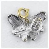 Nolan Miller Orange & White Rhinestone Accented Enameled Butterfly silver tone Base Metal charm.