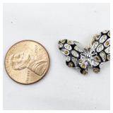 Nolan Miller Orange & White Rhinestone Accented Enameled Butterfly silver tone Base Metal charm.