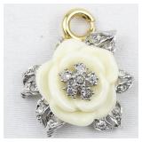 Nolan Miller White Rose silver tone Base Metal charm.