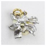 Nolan Miller White Rose silver tone Base Metal charm.