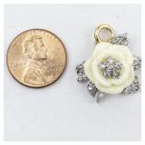 Nolan Miller White Rose silver tone Base Metal charm.