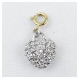Nolan Miller White Rhinestone Accented Heart silver tone Base Metal charm.