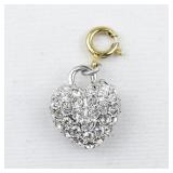Nolan Miller White Rhinestone Accented Heart silver tone Base Metal charm.