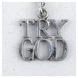 Tiffany & Co. "Try God" Sterling Silver Pendant Necklace .