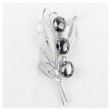 Sorrento Leafy Hematite Sterling Silver Brooch .