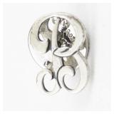 B Sterling Silver Lapel Pin.