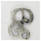 B Sterling Silver Lapel Pin.