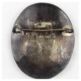 Large Oval Siam Dancer Goddess Niello Sterling Silver Brooch .