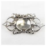 Blue Rhinestone Silver Tone Base Metal Brooch .
