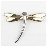 Lauren Conrad Dragonfly Gold & Silver Tone base Metal Brooch .