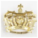Rhinestone Royal Crown Gold Tone Base Metal Brooch .