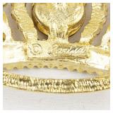 Rhinestone Royal Crown Gold Tone Base Metal Brooch .