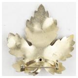 Layered Leaf Gold Tone Base Metal Brooch .