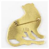 Metropolitan Museum of Art  Leopard Gold Tone Base Metal Brooch .