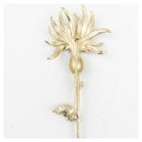 Trifari  Pineapple Flower gold Tone Base Metal Brooch .