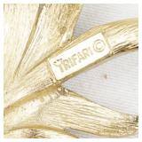 Trifari  Pineapple Flower gold Tone Base Metal Brooch .