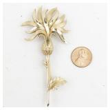 Trifari  Pineapple Flower gold Tone Base Metal Brooch .