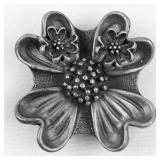 Flower Silver Tone Base Metal Brooch With Built In Earrings!!!.