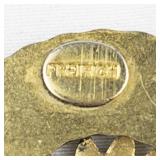 Blue Flower Circle Gold Tone Base Metal Brooch .