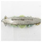 Mint Mosaic Silver Tone Base Metal Brooch .