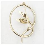 Van Dell  Pearl Accented Swirl Flower12 Gf Brooch .