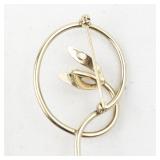 Van Dell  Pearl Accented Swirl Flower12 Gf Brooch .