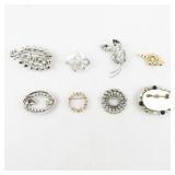 Group of 8 Pearl Base Metal Brooches.