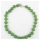Large 16mm Polished Round Jade? Bead Necklace. ***New Old Stock***