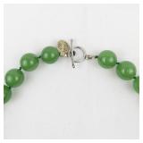 Large 16mm Polished Round Jade? Bead Necklace. ***New Old Stock***