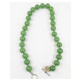 Large 16mm Polished Round Jade? Bead Necklace. ***New Old Stock***