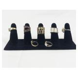 Set of Seven Gold Tone Base Metal Rings . Size 6-6.5.