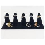 Set of eight  Gold & Silver Tone Base Metal Rings . Size 5.5-6.
