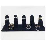 Set of eight  Gold & Silver Tone Base Metal Rings . Size 5.5-6.