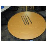 ROUND, HEIGHT ADJUSTABLE LAMINATE TOP TABLE