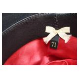 Vintage Black Cowboy Hat with Red Interior, Size 7 1/4
