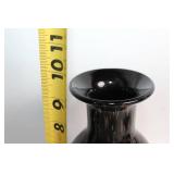 Pair of Vintage Black Glass Vases with Brown Speckles