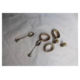 Set of Vintage Copper and Enamel Cookware with Decorative Silverware