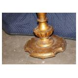 Vintage Marble Top Side Table with Ornate Gold Pedestal
