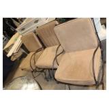 5-Piece Patio Dining Set with Round Glass Top Table and Cushioned Chairs