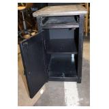 Wooden Side Table with Power Outlet and Storage