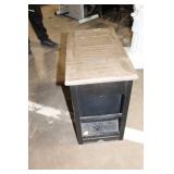 Wooden Side Table with Power Outlet and Storage