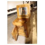Vintage Wooden Bedside Cabinet with Mirror