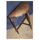 Antique Half-Moon Wooden Accent Table with Scratches