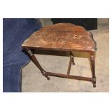 Antique Half-Moon Wooden Accent Table with Scratches