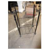 Black Metal Rolling Utility Cart with Three Shelves