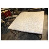 Square Iron Coffee Table with Textured Stone Top
