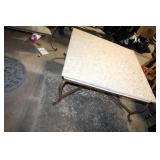 Square Iron Coffee Table with Textured Stone Top